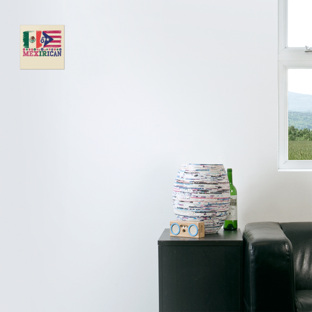 Mexirican Flag Design, Half Puerto Rican, Half Mexican with Puerto Rico Flag by Pixel Threads 
